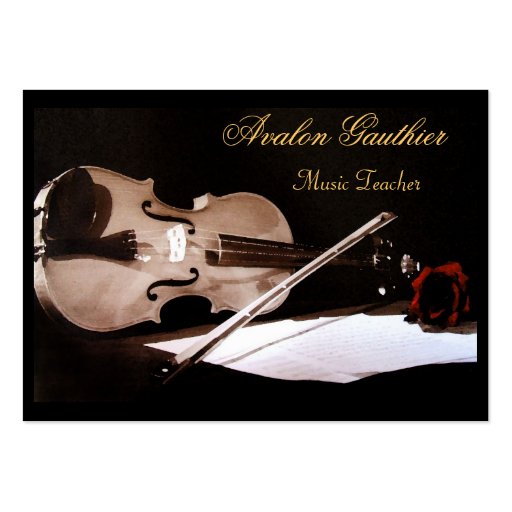 Violin Music Teacher Elegant Rose Business Card (front side)