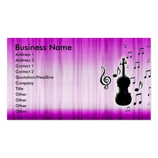 Violin Piano & Music Notes Business Cards (front side)