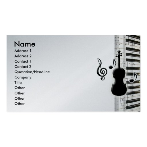 Violin Piano & Music Notes Business Cards (front side)