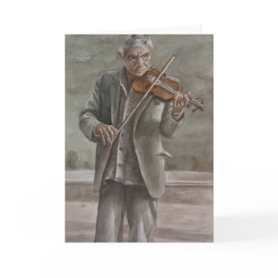 Violin Player, Subotica Card by melissaenderle