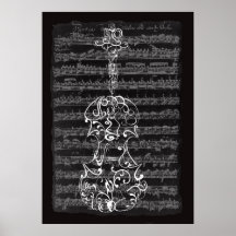 Violin Scrawl on Bach Manuscript Print