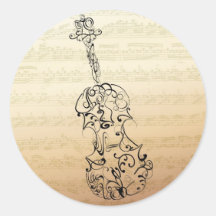 Violin Scrawl on Bach Manuscript Stickers