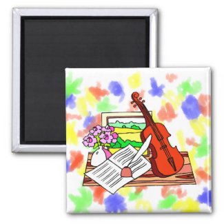 Violin Still Life with music graphic design magnet