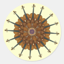 Violin Sunflower Round Stickers
