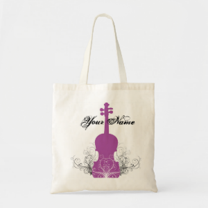 Violin Tote Magenta with Swirls Bags