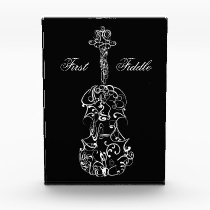 Violin White Line Drawing on Black, First Fiddle awards
