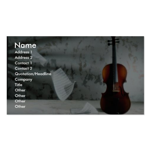 Violin with music sheets floating business card template