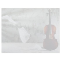 Violin with music sheets floating letterhead
