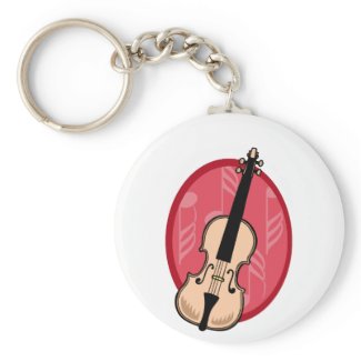 Violin With Pink Notes Background keychain