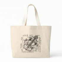 violin with word cloud canvas bag
