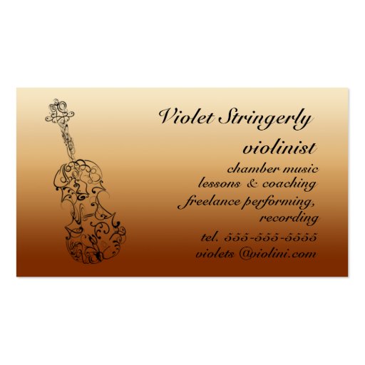 Violinist Contact Information Business Card Template (back side)