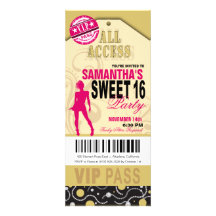 VIP Sweet 16 Ticket (fuschia khaki) Personalized Invitations