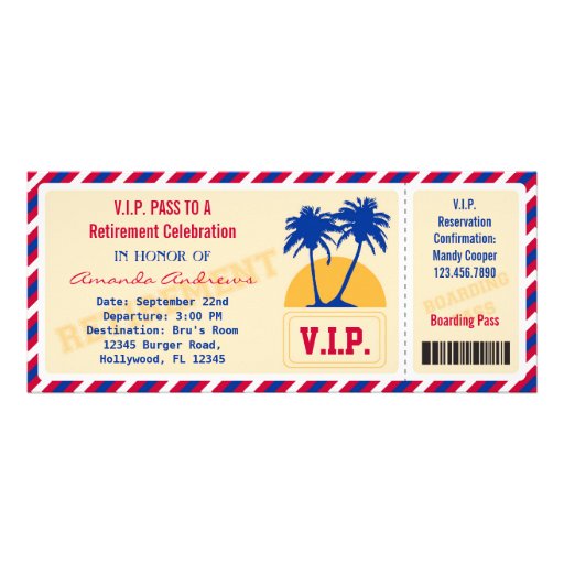 VIP Ticket Retirement Party Invitation