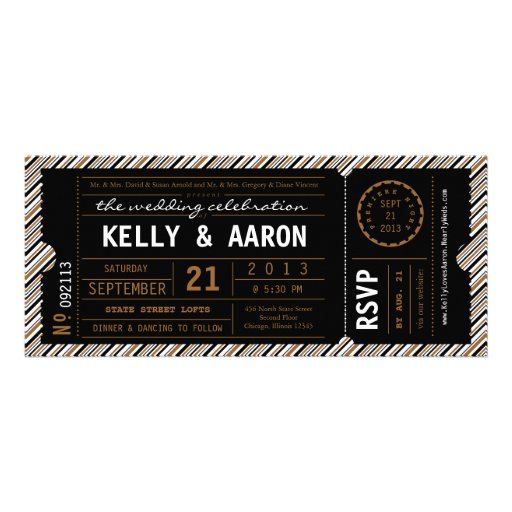 ViP Ticket Wedding Invitation in Black and Brown