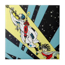 Viperetta Flies to the Moon Ceramic Tile