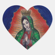 Virgen de Guadalupe Pegatinas De Corazon