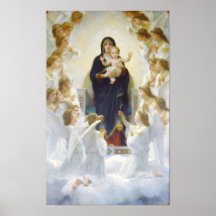Virgen María y Jesús con ángeles Impresiones