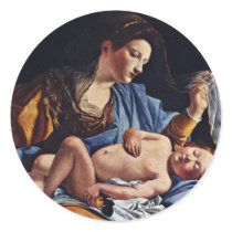 Virgin And Child By Gentileschi Orazio Round Stickers