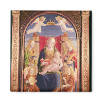 Virgin and Child with angel musicians and saints Fridge Magnets
