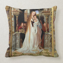Virgin and Child with Three Angels, central panel Throw Pillow