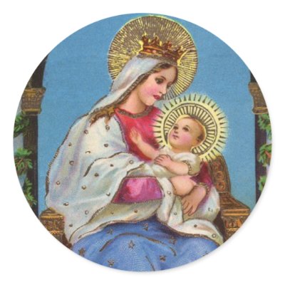 Virgin Mary and Baby Jesus Religious Stickers by angela65