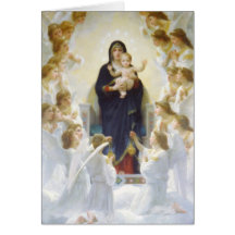 Virgin Mary and Jesus with angels Greeting Cards