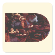Virgin of the Rocks by Leonardo da Vinci Square Stickers