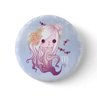 Virgin Zodiac virgo Button