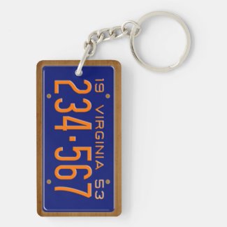 Virginia 1953 Vintage License Plate Keychain Rectangular Acrylic Keychains