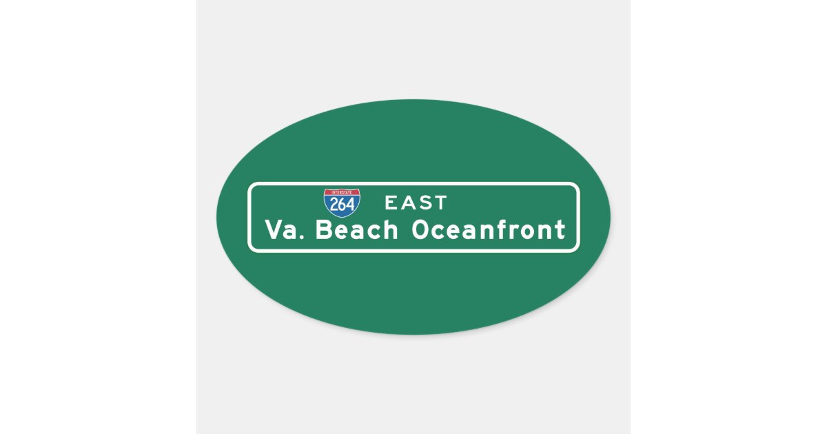 Virginia Beach, VA Road Sign Oval Sticker Zazzle