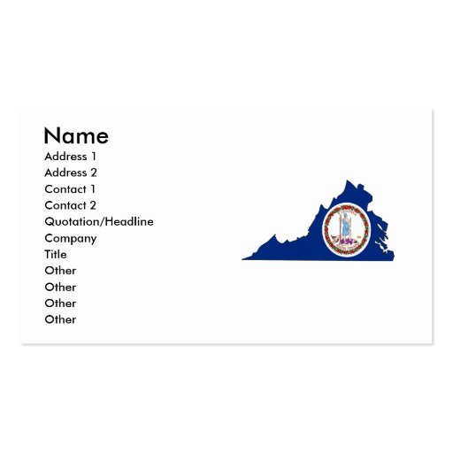 Virginia Flag Map Business Card Template (front side)