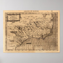 Virginia & Florida Mercator Gerard 1632 Posters