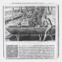 Virginia Indians making dugout boats Square Stickers