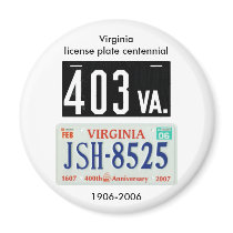 Virginia license plate centennial magnets