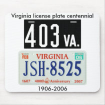 Virginia license plate centennial mousepads