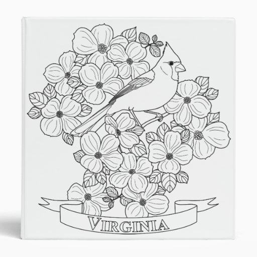 Virginia State Bird and Flower Coloring Page Binder Zazzle