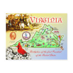 Virginia State Map postcards