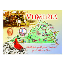 Virginia State Map Postcards