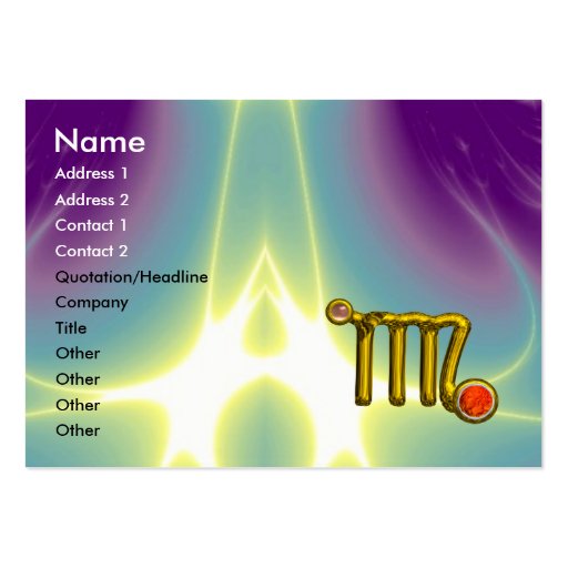 VIRGO ,agate bright vibrant blue purple yellow Business Cards (front side)