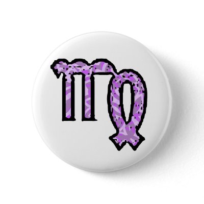 Virgo Symbol (style 1_purple) button by AstrologicalDesigns