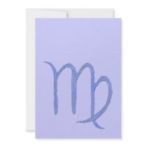 Virgo. Zodiac Astrological Sign. Blue. Personalized Invitation