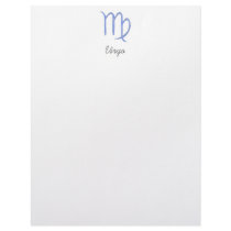 Virgo. Zodiac Astrological Sign. Blue. Customized Letterhead
