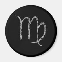 Virgo. Zodiac Astrology Sign. Black. Fridge Magnet