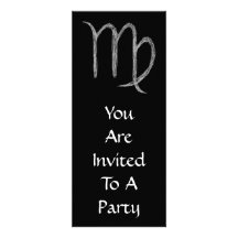 Virgo. Zodiac Astrology Sign. Black. Custom Invitations