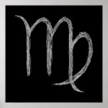 Virgo. Zodiac Astrology Sign. Black. Print
