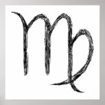 Virgo. Zodiac Astrology Sign. Black. Print