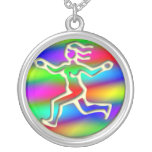 Virgo Zodiac Rainbow Running Girl Sterling Silver necklaces