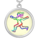 Virgo Zodiac Running Rainbow Girl Silver Necklace