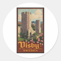 Visby Sweden Round Stickers