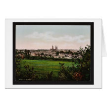 Visión general, vintage Photochrom de Bayeux, Fran Felicitacion